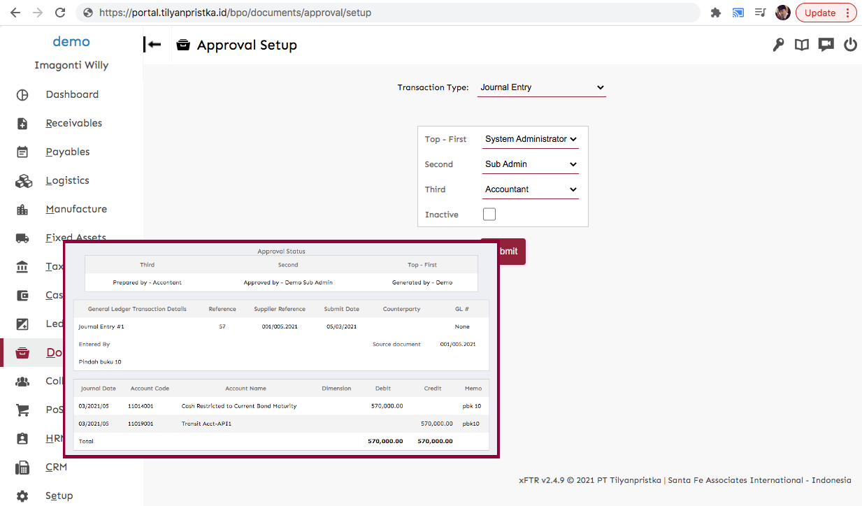 Applying multi-approval for transaction documents